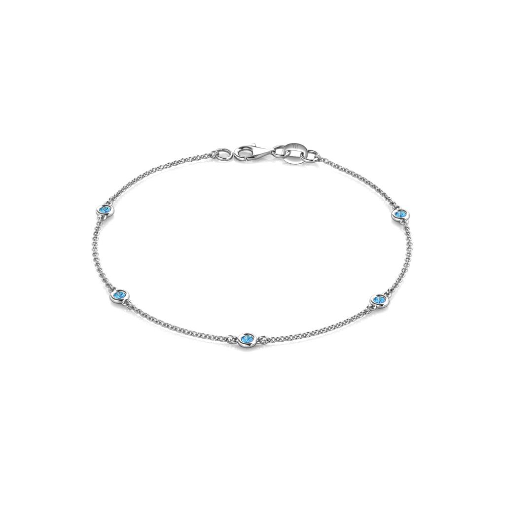 Aizza (5 Stn/2.4mm) Blue Topaz Station Bracelet 