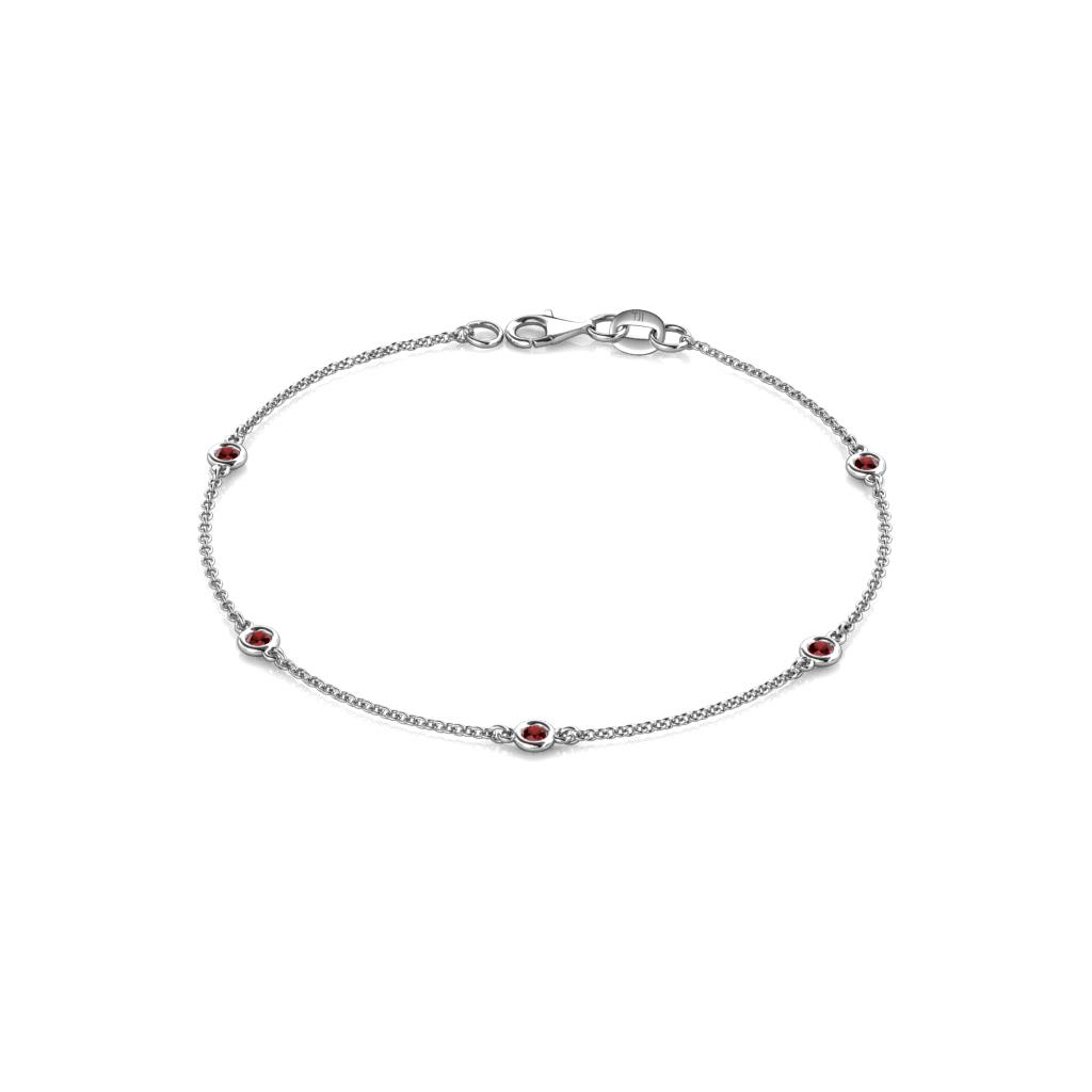 Aizza (5 Stn/2.4mm) Red Garnet Station Bracelet 