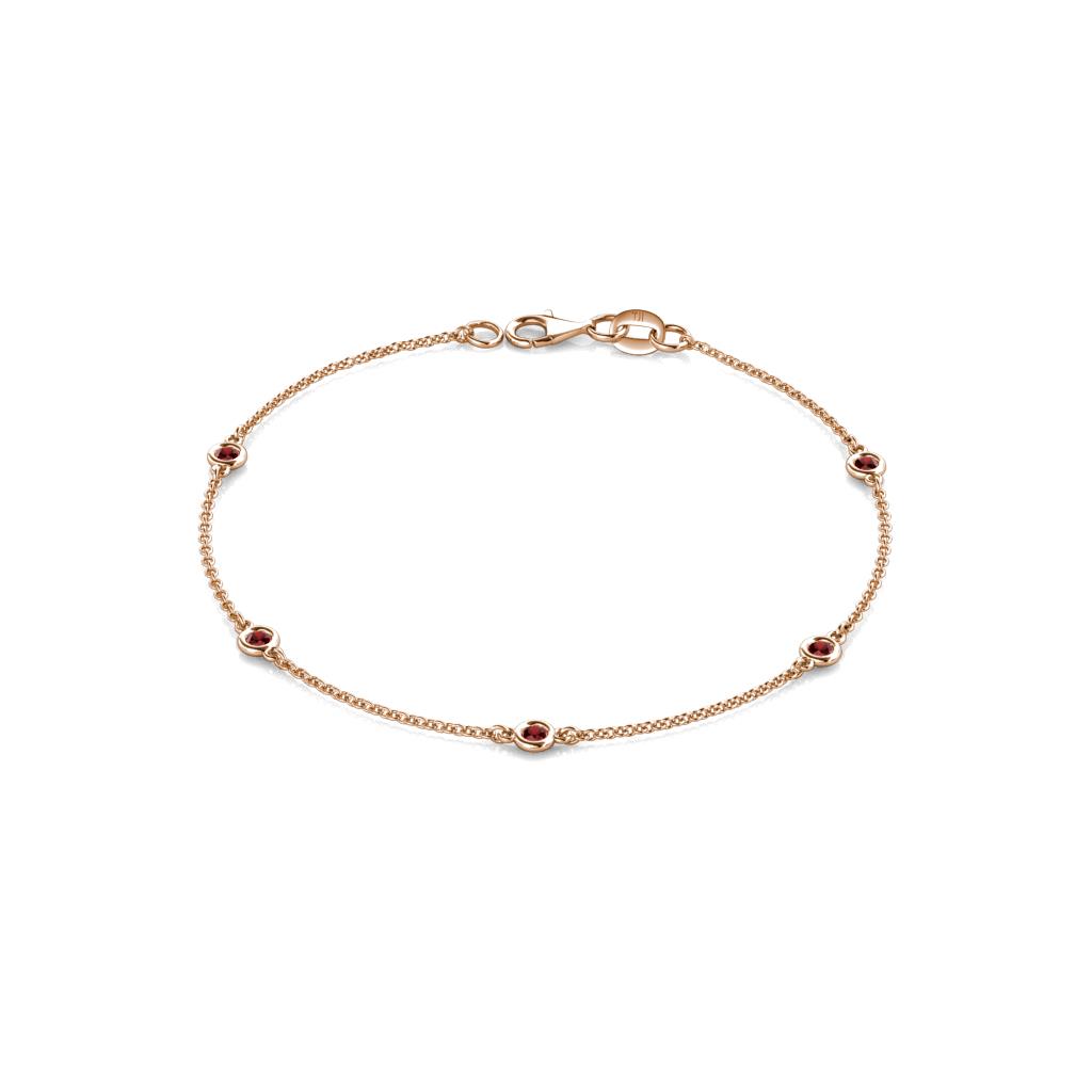 Aizza (5 Stn/2.4mm) Red Garnet Station Bracelet 