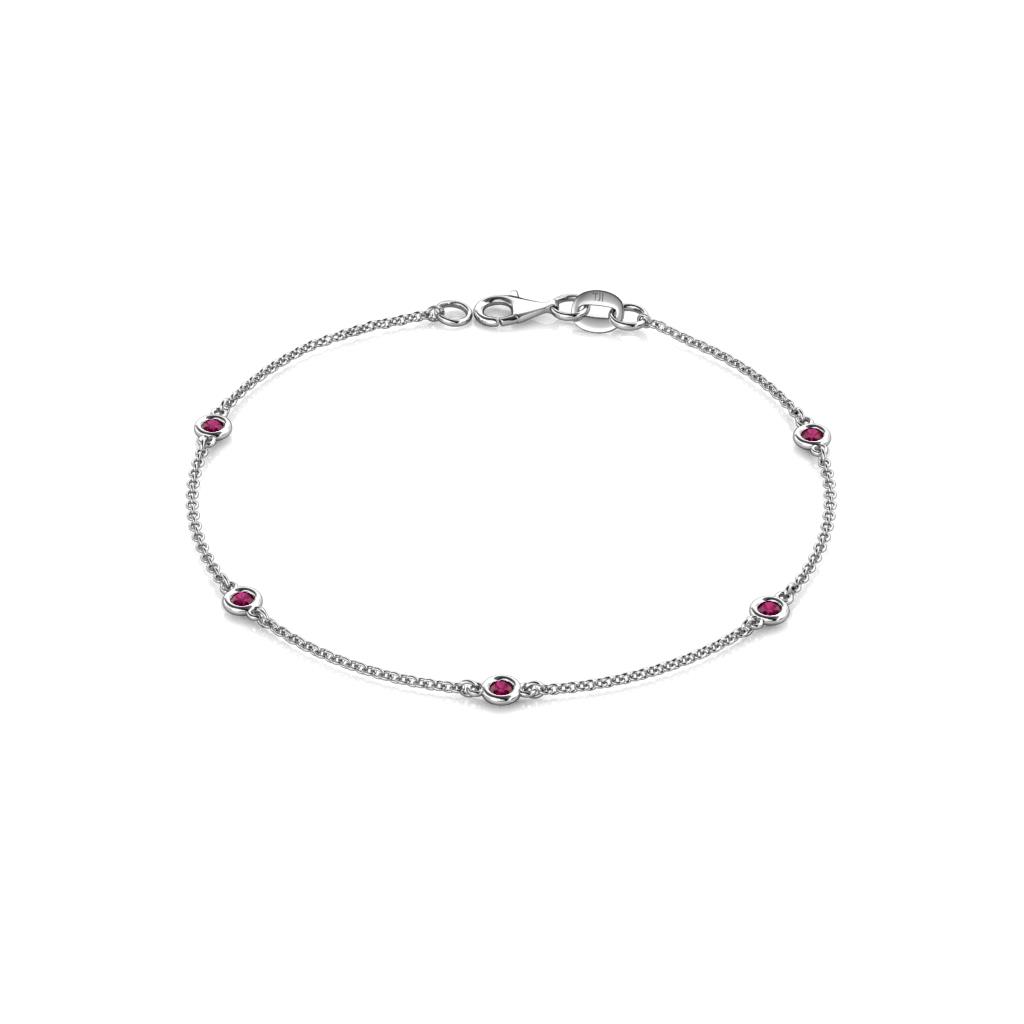 Aizza (5 Stn/2.4mm) Rhodolite Garnet Station Bracelet 