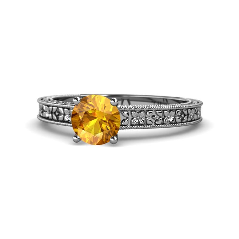 Florian Classic 6.50 mm Round Citrine Solitaire Engagement Ring 