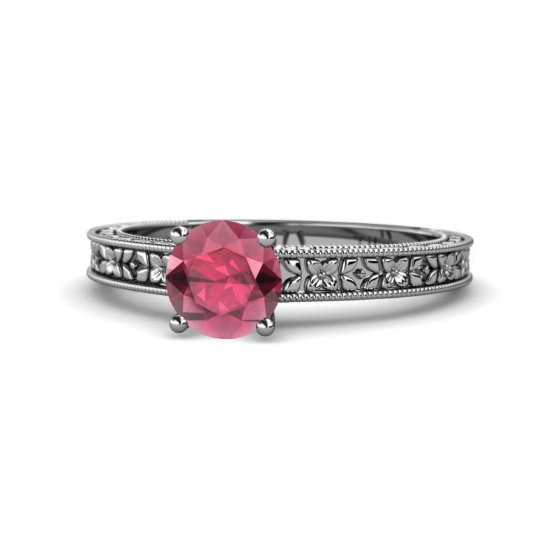 Florian Classic 6.50 mm Round Rhodolite Garnet Solitaire Engagement Ring 