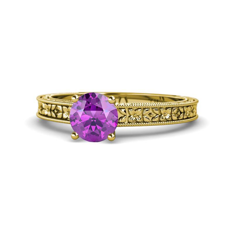 Florian Classic 6.50 mm Round Amethyst Solitaire Engagement Ring 