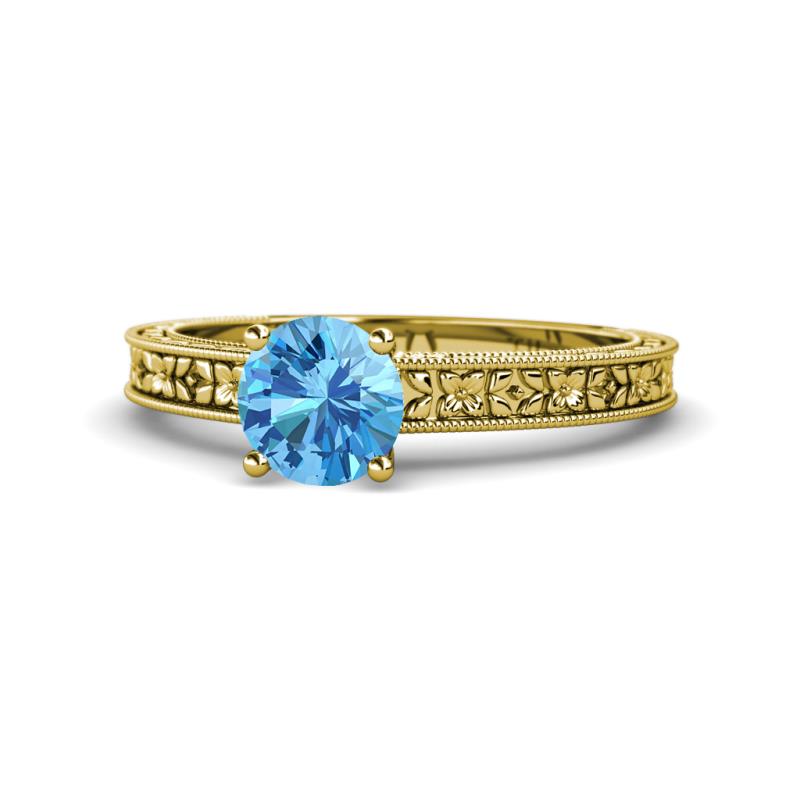 Florian Classic 6.50 mm Round Blue Topaz Solitaire Engagement Ring 