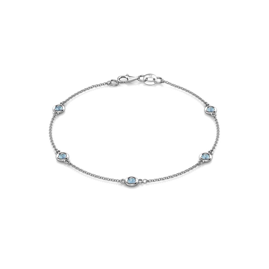 Aizza (5 Stn/3mm) Aquamarine Station Bracelet 