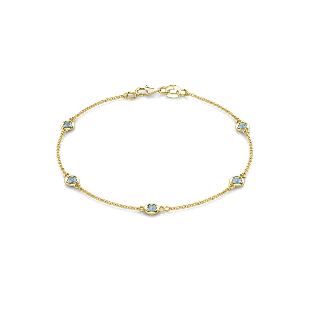 Aizza (5 Stn/3mm) Aquamarine Station Bracelet 