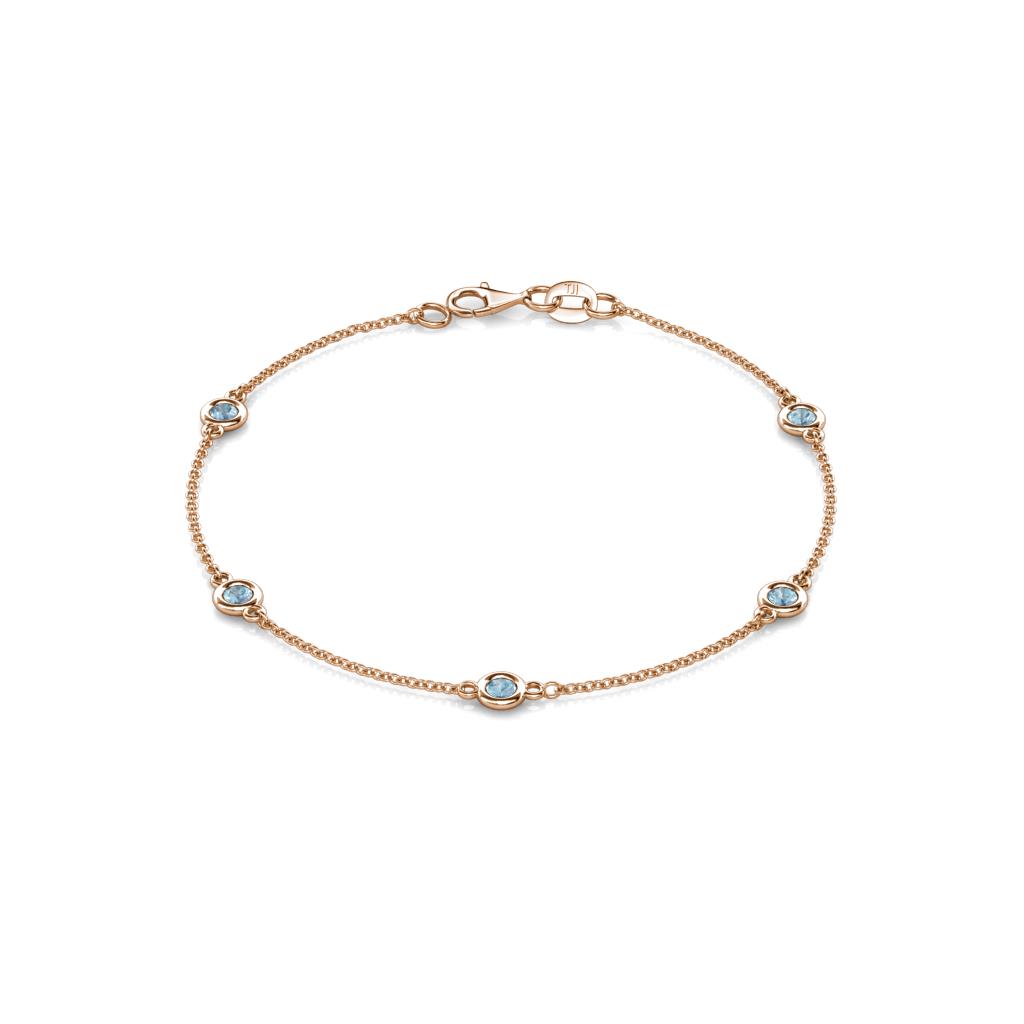 Aizza (5 Stn/3mm) Aquamarine Station Bracelet 