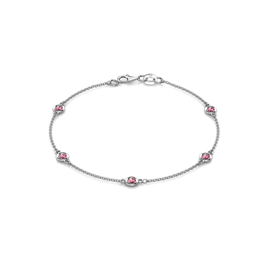 Aizza (5 Stn/3mm) Pink Tourmaline Station Bracelet 