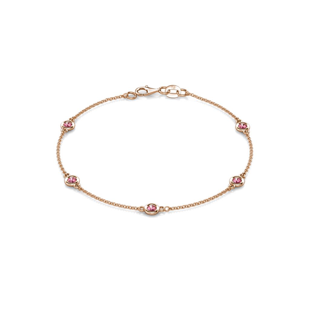 Aizza (5 Stn/3mm) Pink Tourmaline Station Bracelet 