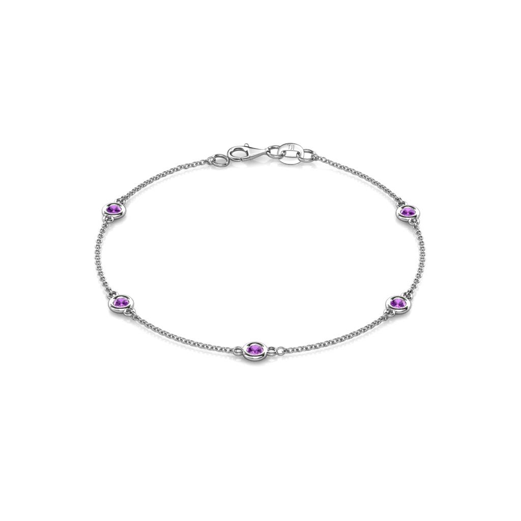 Aizza (5 Stn/3mm) Amethyst Station Bracelet 