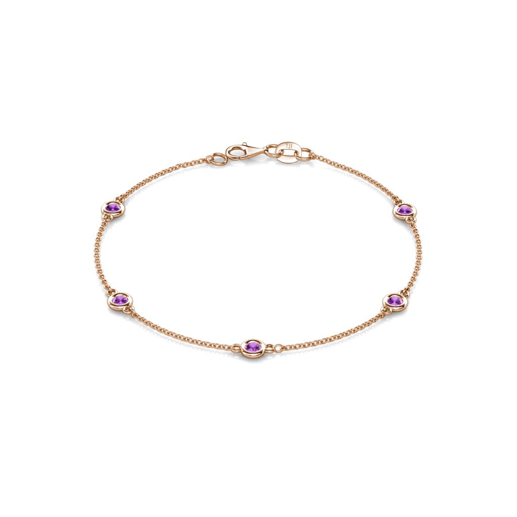 Aizza (5 Stn/3mm) Amethyst Station Bracelet 