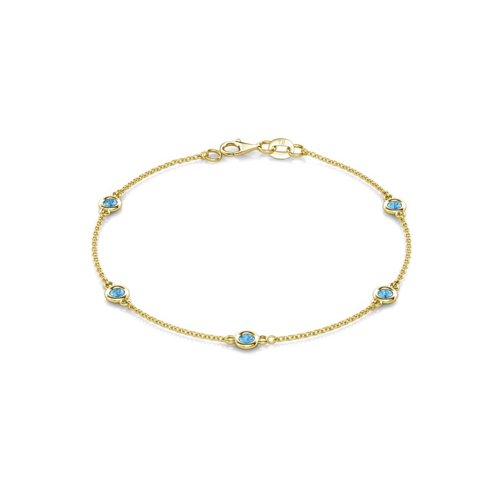 Aizza (5 Stn/3mm) Blue Topaz Station Bracelet 