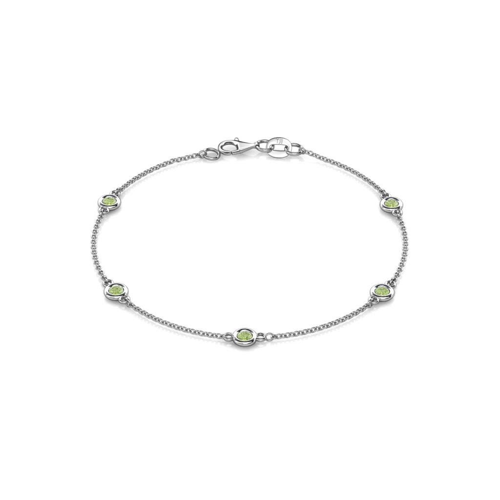 Aizza (5 Stn/3mm) Peridot Station Bracelet 