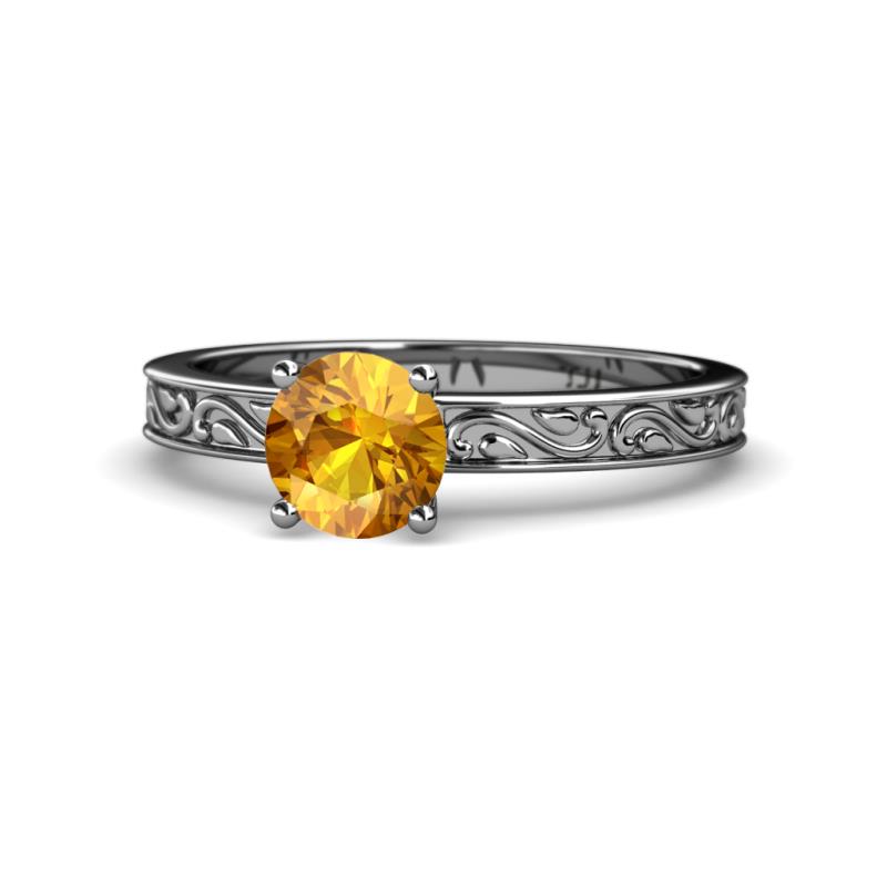 Cael Classic 6.50 mm Round Citrine Solitaire Engagement Ring 