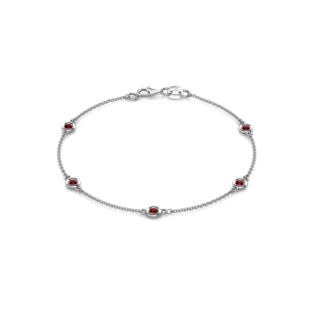 Aizza (5 Stn/3mm) Red Garnet Station Bracelet 