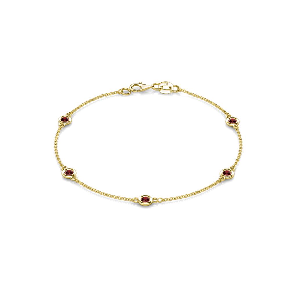 Aizza (5 Stn/3mm) Red Garnet Station Bracelet 