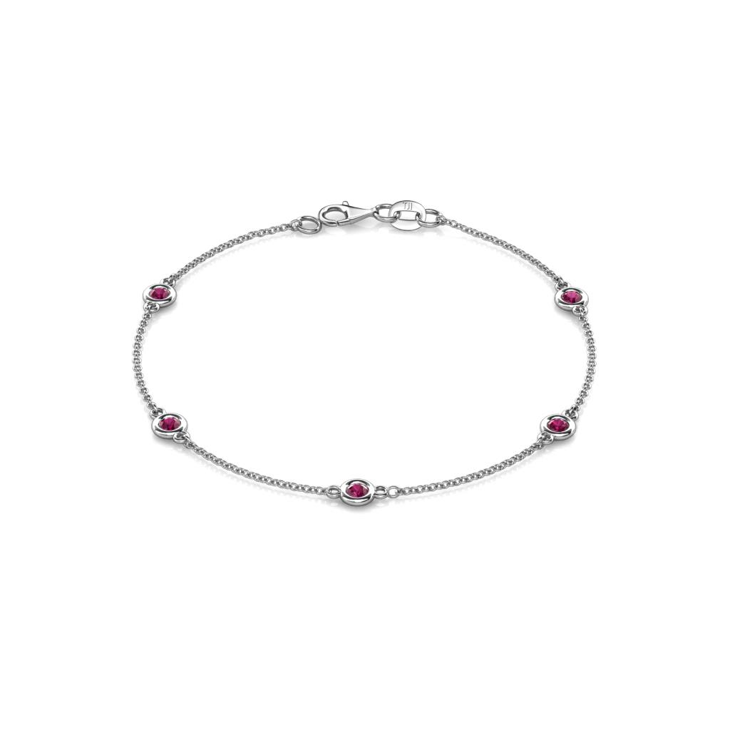 Aizza (5 Stn/3mm) Rhodolite Garnet Station Bracelet 