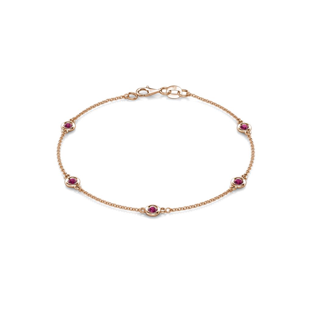 Aizza (5 Stn/3mm) Rhodolite Garnet Station Bracelet 
