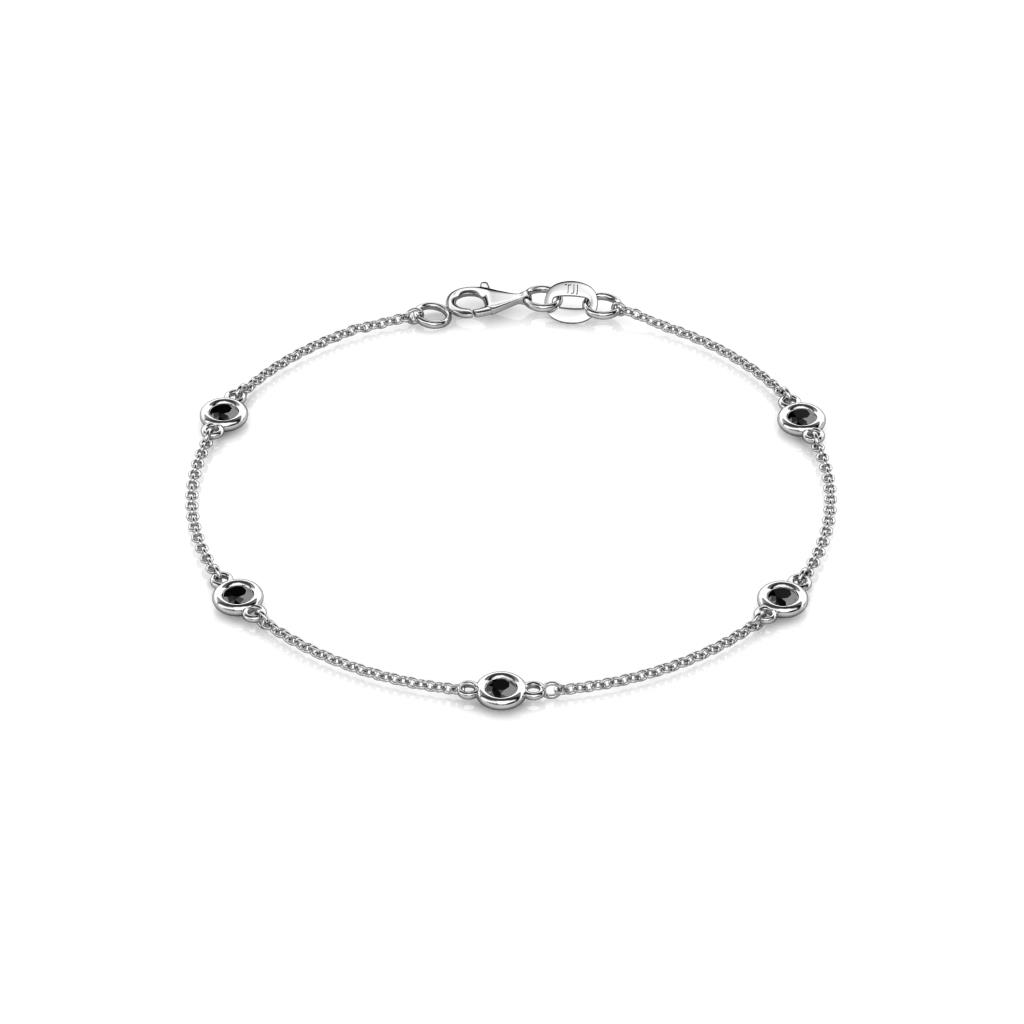 Aizza (5 Stn/3mm) Black Diamond Station Bracelet 