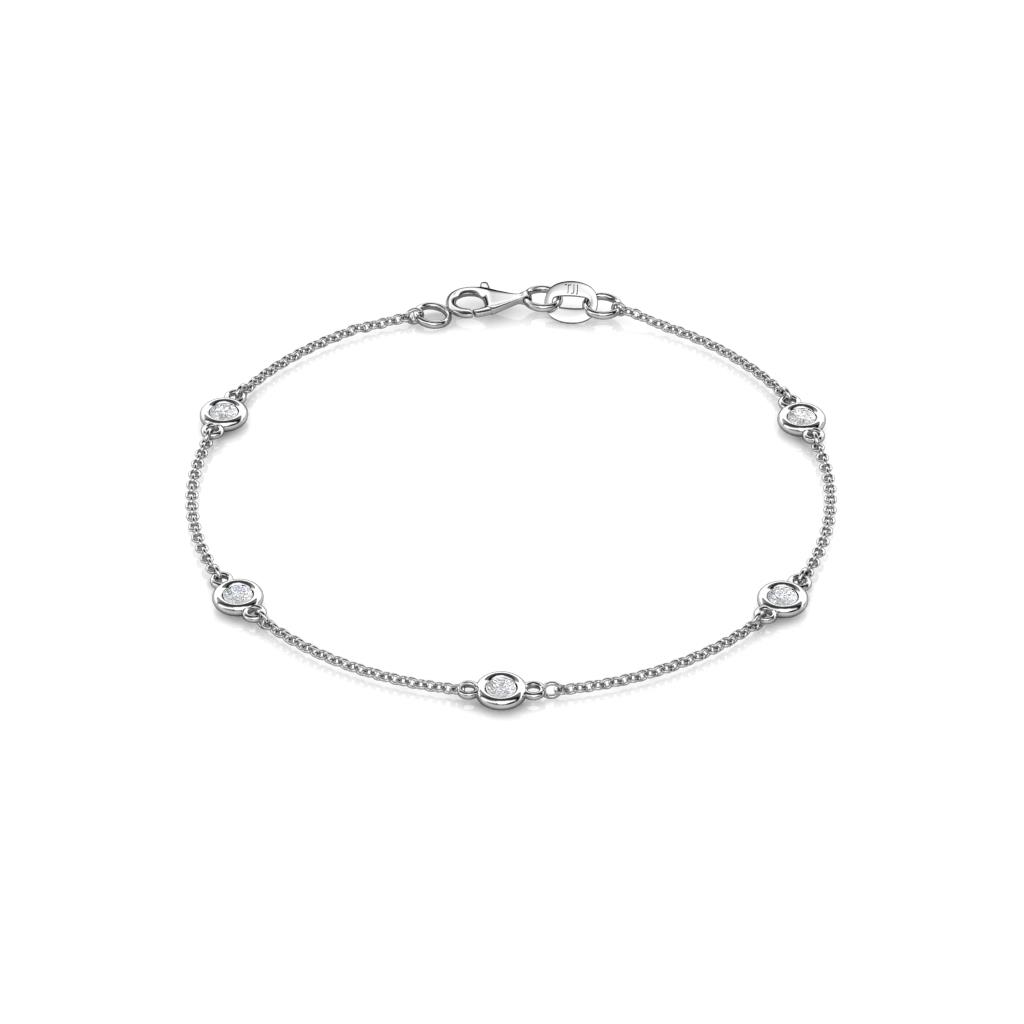 Aizza (5 Stn/3mm) White Sapphire Station Bracelet 