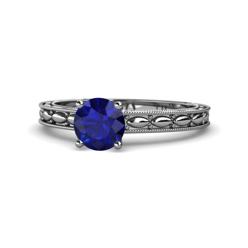 Rachel Classic 6.00 mm Round Blue Sapphire Solitaire Engagement Ring 