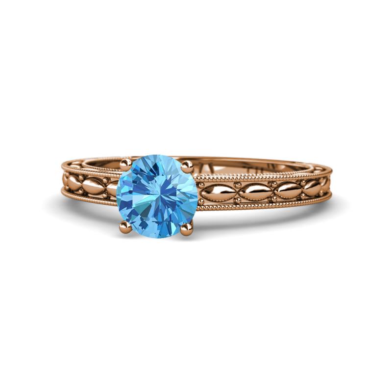 Rachel Classic 6.50 mm Round Blue Topaz Solitaire Engagement Ring 