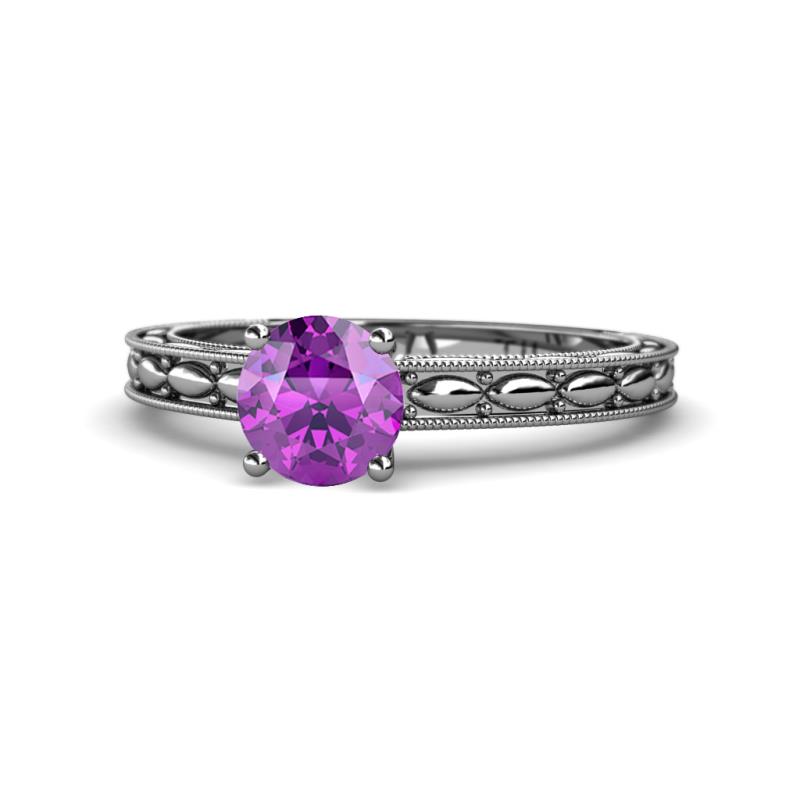 Rachel Classic 6.50 mm Round Amethyst Solitaire Engagement Ring 