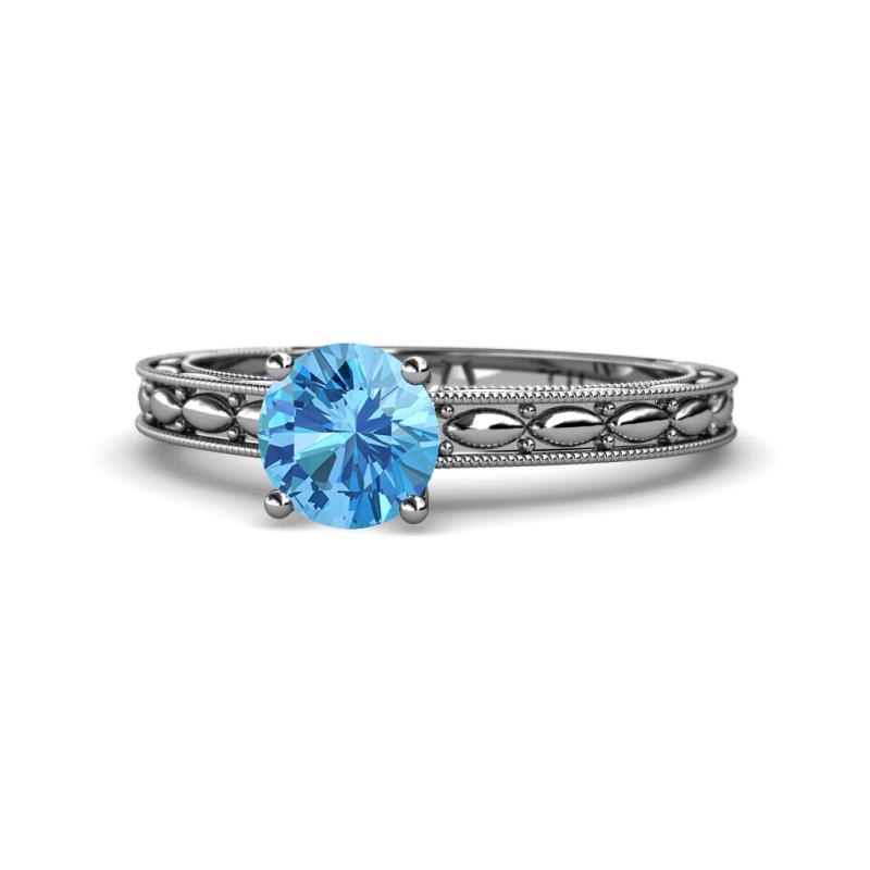 Rachel Classic 6.50 mm Round Blue Topaz Solitaire Engagement Ring 