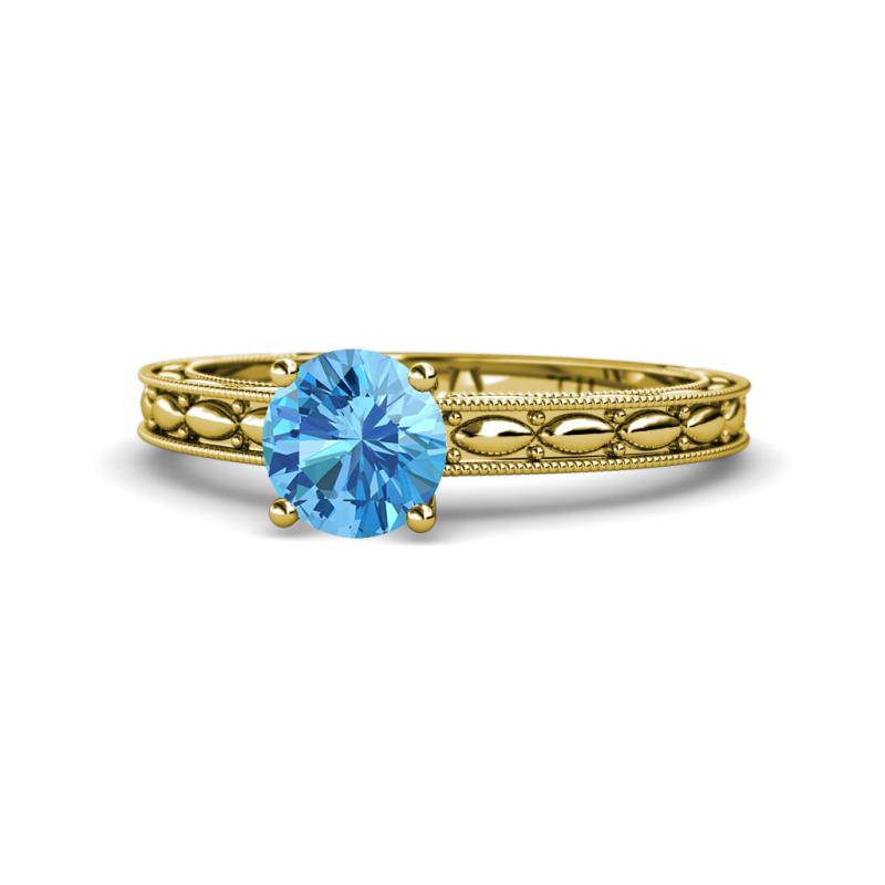 Rachel Classic 6.50 mm Round Blue Topaz Solitaire Engagement Ring 