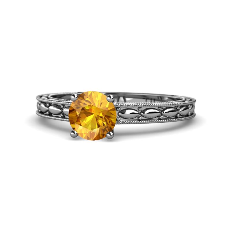 Rachel Classic 6.50 mm Round Citrine Solitaire Engagement Ring 