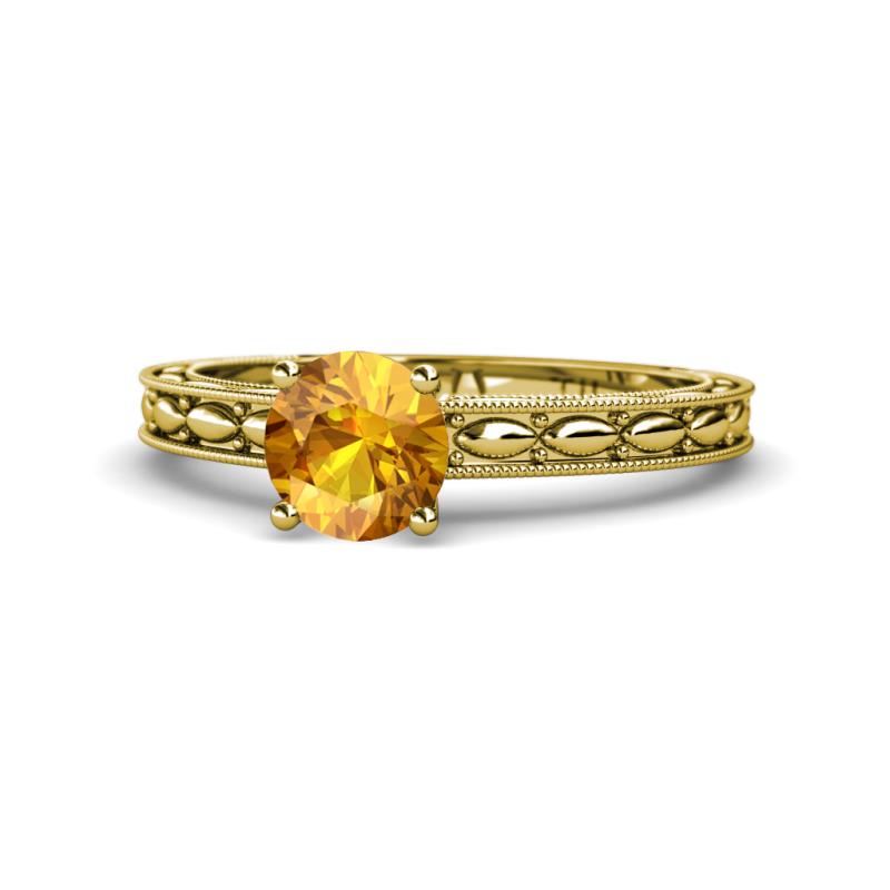 Rachel Classic 6.50 mm Round Citrine Solitaire Engagement Ring 
