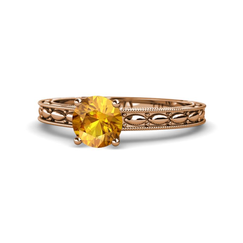 Rachel Classic 6.50 mm Round Citrine Solitaire Engagement Ring 