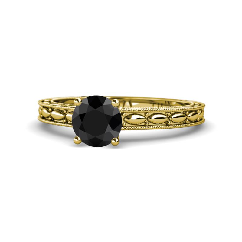 Rachel Classic 6.00 mm Round Black Diamond Solitaire Engagement Ring 