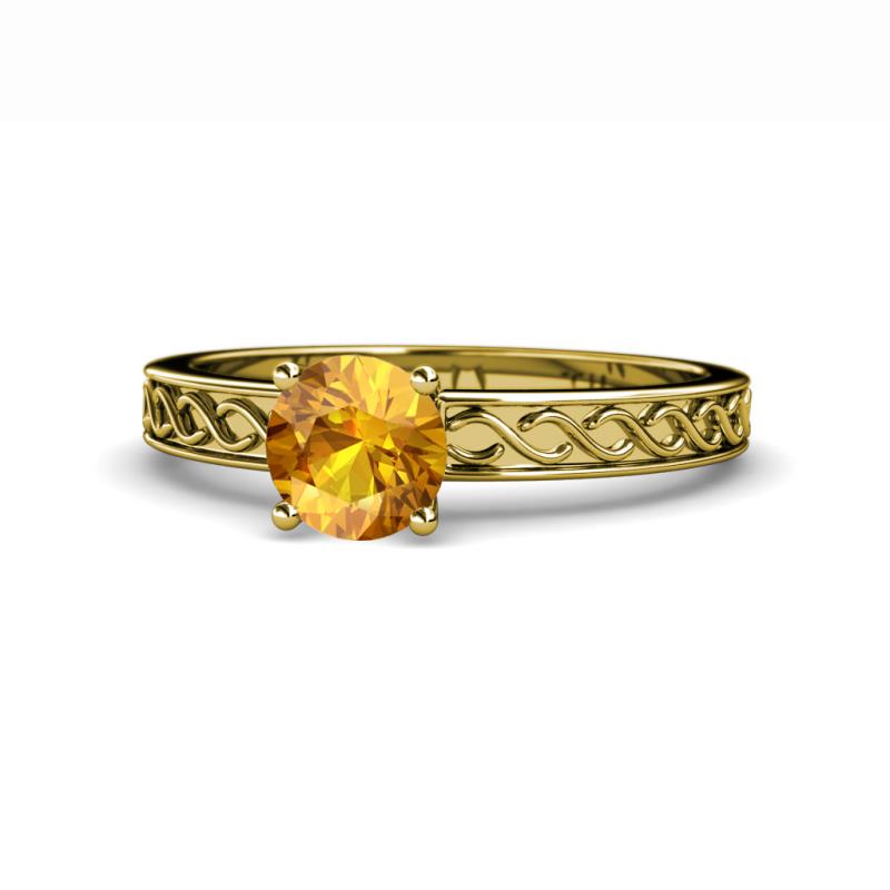 Maren Classic 6.50 mm Round Citrine Solitaire Engagement Ring 