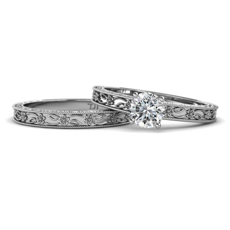 Florie 1.00 ct Classic GIA Certified Natural Diamond Solitaire Bridal Set Ring 
