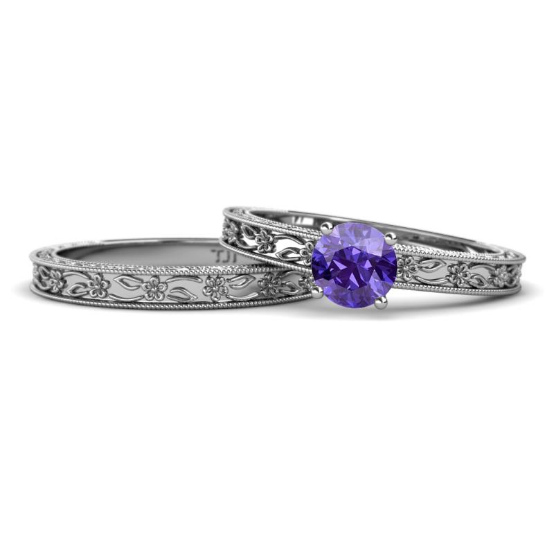 Florie 0.80 ct Classic Iolite Solitaire Bridal Set Ring 