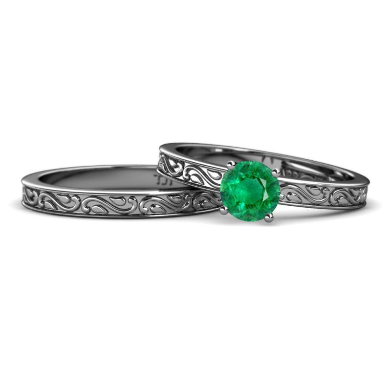 Cael 0.80 ct Classic Emerald Solitaire Bridal Set Ring 