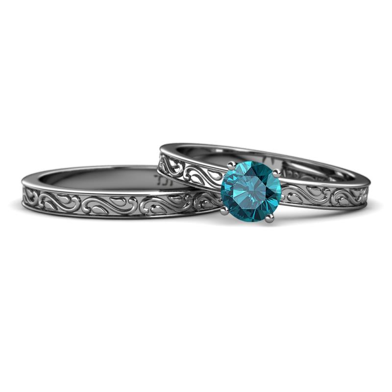 Cael 0.95 ct Classic London Blue Topaz Solitaire Bridal Set Ring 