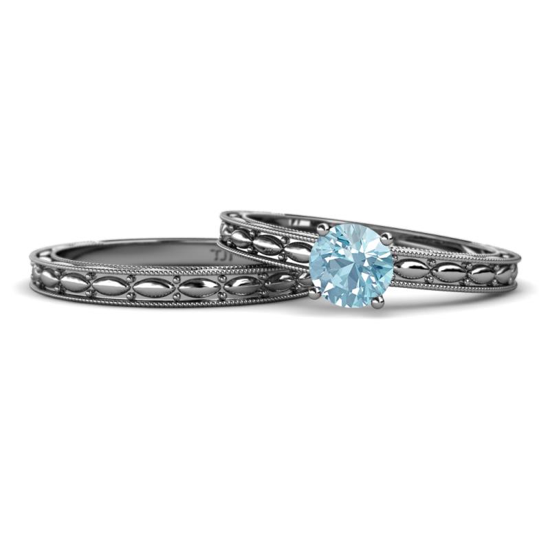 Rachel 0.87 ct Classic Aquamarine (6.50 mm) Solitaire Bridal Set Ring  