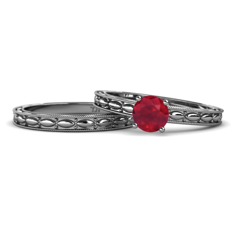 Rachel 0.95 ct Classic Ruby (6.00 mm) Solitaire Bridal Set Ring  
