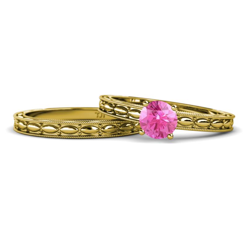 Rachel 0.95 ct Classic Pink Sapphire (6.00 mm) Solitaire Bridal Set Ring  