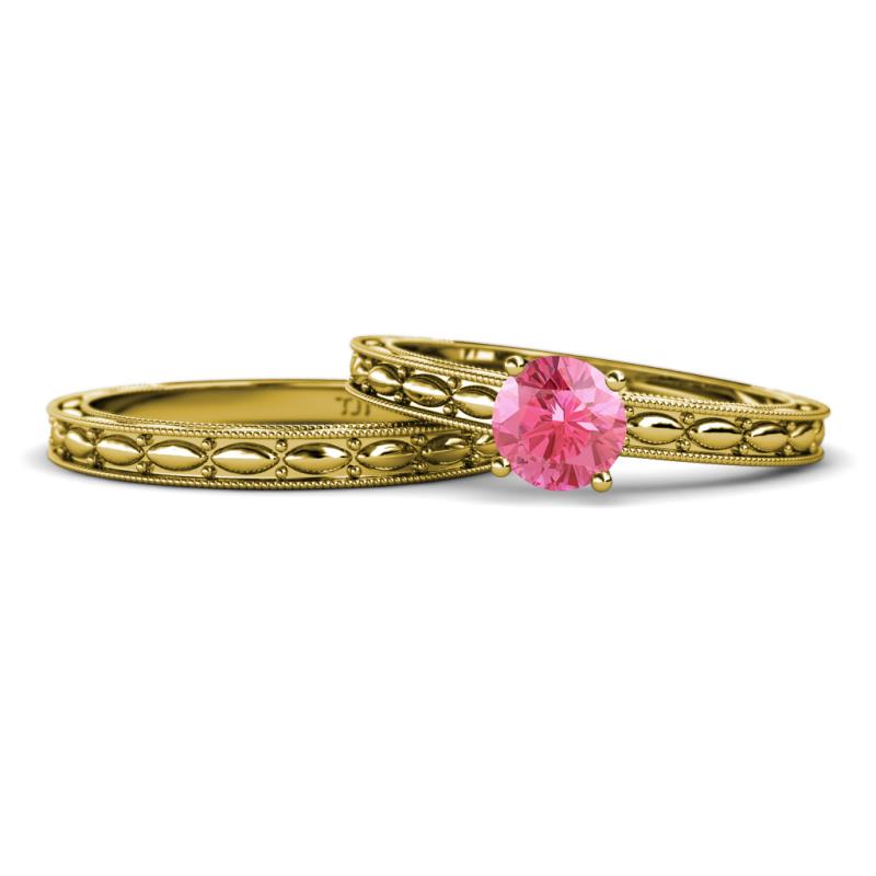 Rachel 0.87 ct Classic Pink Tourmaline (6.50 mm) Solitaire Bridal Set Ring  