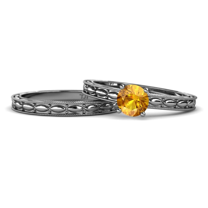 Rachel 0.87 ct Classic Citrine (6.50 mm) Solitaire Bridal Set Ring  