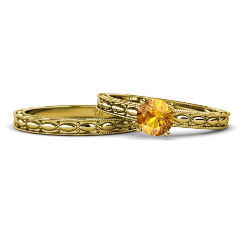 Rachel 0.87 ct Classic Citrine (6.50 mm) Solitaire Bridal Set Ring  