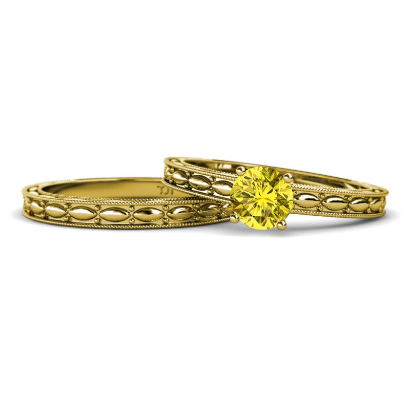 Rachel 1.00 ct Classic Yellow Diamond (6.50 mm) Solitaire Bridal Set Ring  