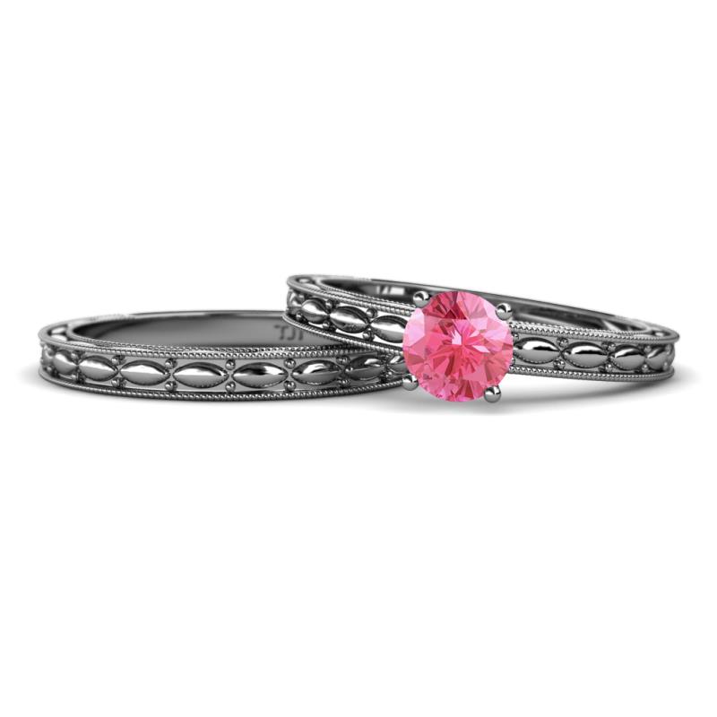 Rachel 0.87 ct Classic Pink Tourmaline (6.50 mm) Solitaire Bridal Set Ring  