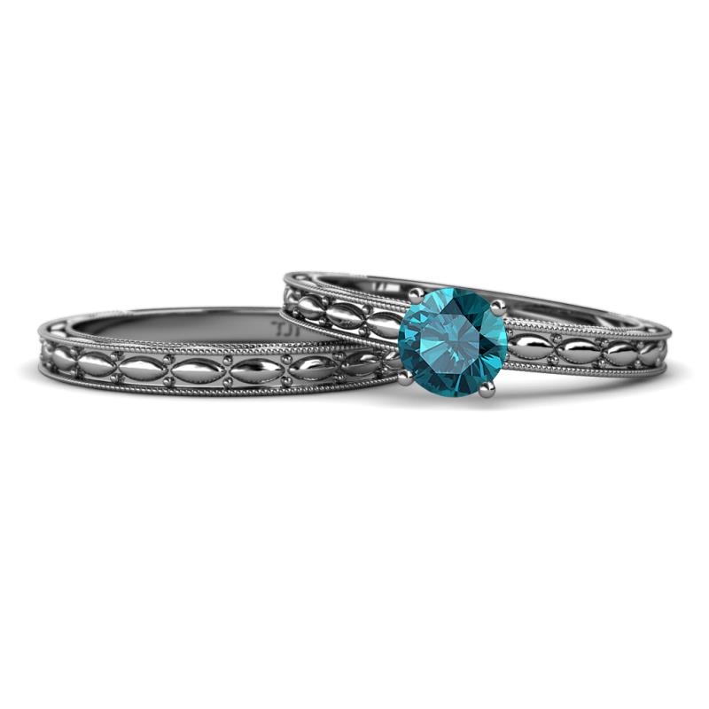 Rachel 0.95 ct Classic London Blue Topaz (6.50 mm) Solitaire Bridal Set Ring  