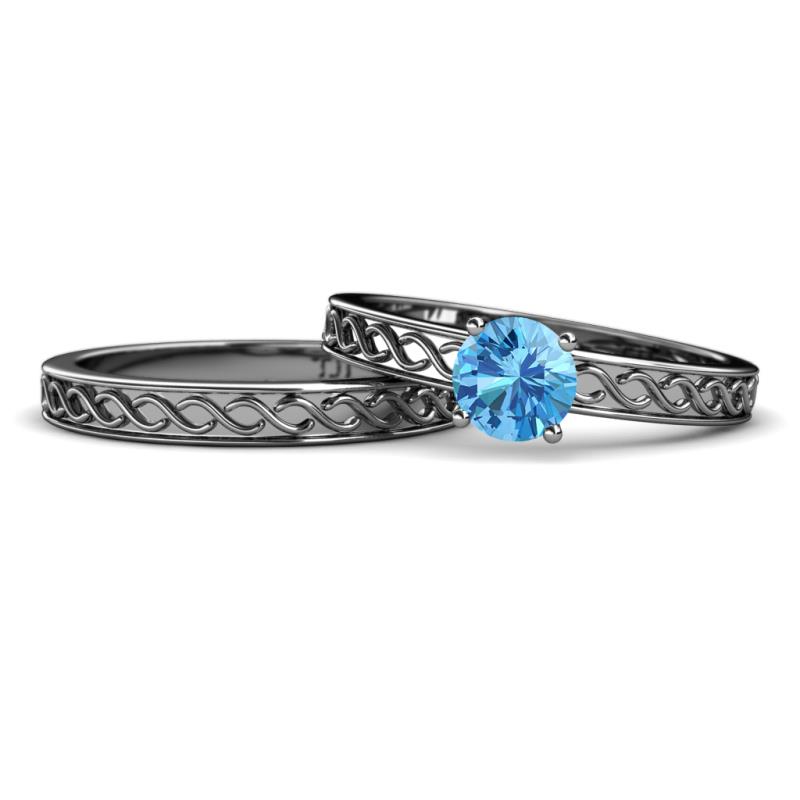 Maren 0.95 ct Classic Blue Topaz Solitaire Bridal Set Ring  