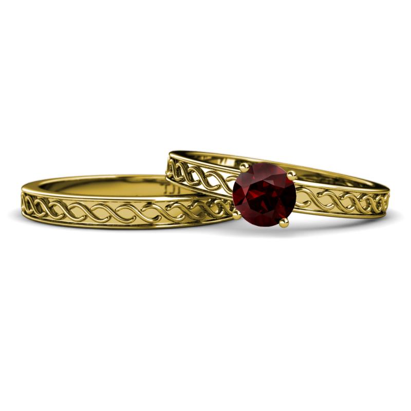 Maren 1.05 ct Classic Red Garnet Solitaire Bridal Set Ring  
