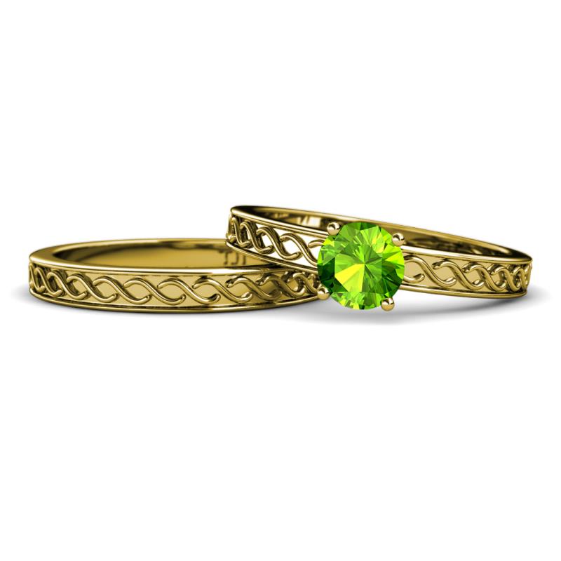 Maren 1.10 ct Classic Peridot Solitaire Bridal Set Ring  